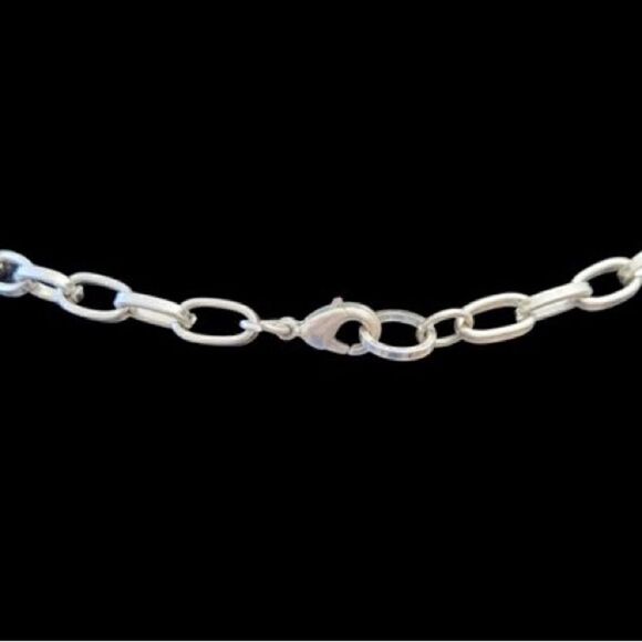 Long Silver-tone Necklace with Gray Beads & silver tone Links. 34 in. Length. - Picture 2 of 2